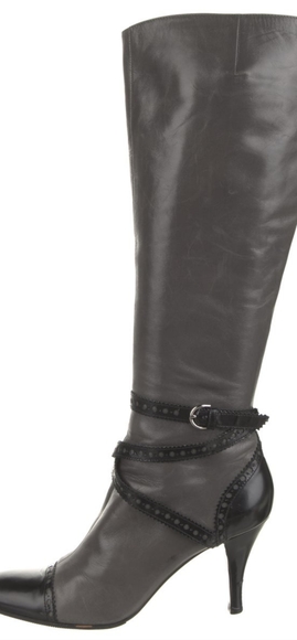 Sergio Rossi, Leather Knee high Boots, Grey - Picture 13 of 13